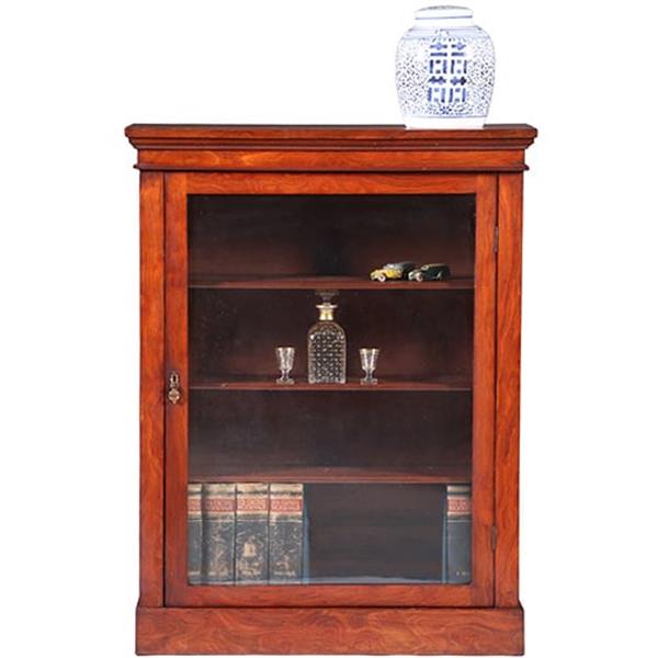 Grote foto kleine strakke notenhouten 1 deurs boekenkast of vitrine ca 1865 no.351930 antiek en kunst stoelen en banken