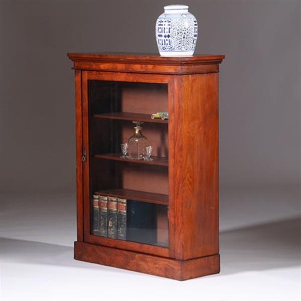 Grote foto kleine strakke notenhouten 1 deurs boekenkast of vitrine ca 1865 no.351930 antiek en kunst stoelen en banken