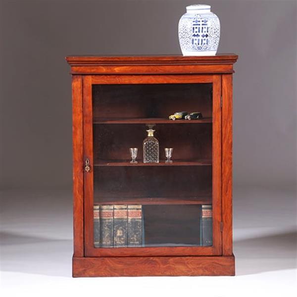 Grote foto kleine strakke notenhouten 1 deurs boekenkast of vitrine ca 1865 no.351930 antiek en kunst stoelen en banken