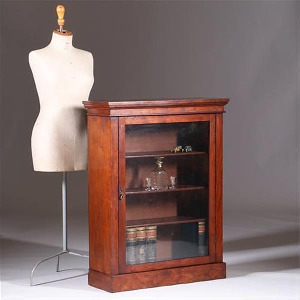 Grote foto kleine strakke notenhouten 1 deurs boekenkast of vitrine ca 1865 no.351930 antiek en kunst stoelen en banken