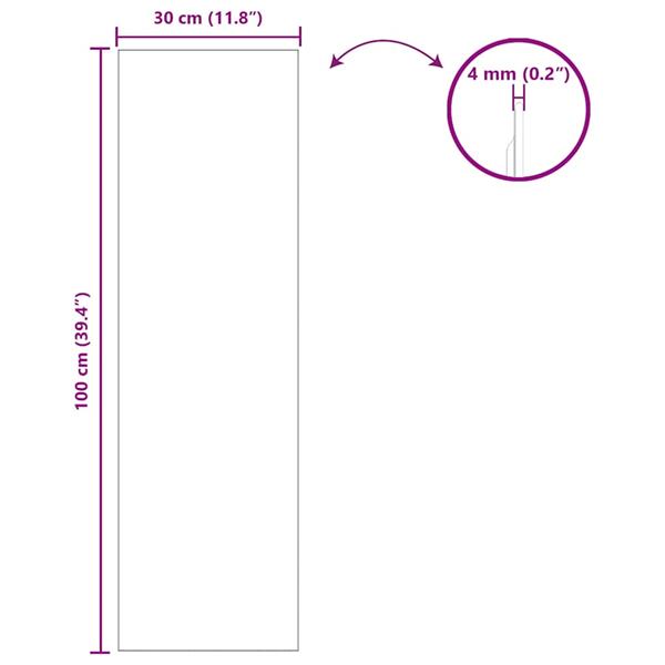 Grote foto vidaxl wandspiegel rechthoekig 30 x 100 cm gehard glas antiek en kunst spiegels