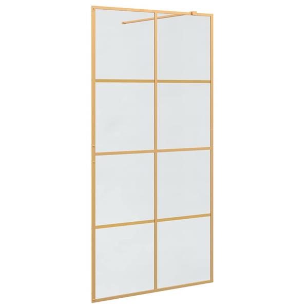 Grote foto vidaxl inloop douche wand goud 100 x 195 cm gehard glas huis en inrichting complete badkamers