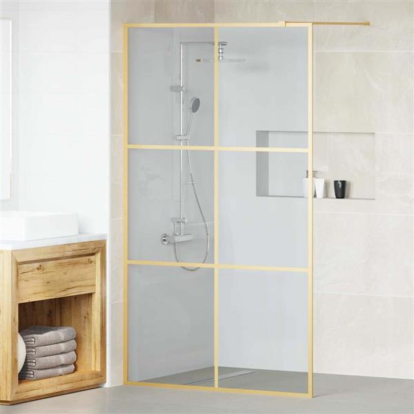 Grote foto vidaxl inloop douche wand goud 115 x 195 cm gehard glas huis en inrichting complete badkamers