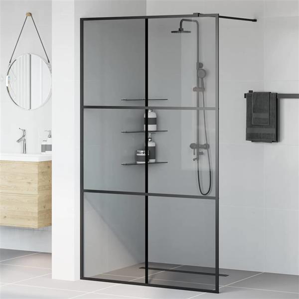 Grote foto vidaxl inloop douche wand zwart 115 x 195 cm gehard glas huis en inrichting complete badkamers