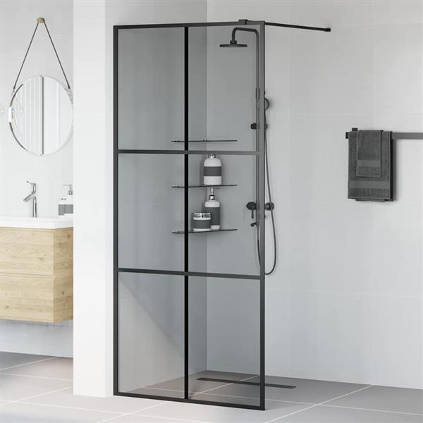 Grote foto vidaxl inloop douche wand zwart 90 x 195 cm gehard glas huis en inrichting complete badkamers
