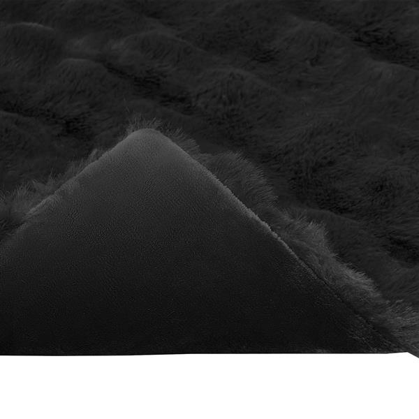 Grote foto vidaxl neppels konijnenbont deken 4 pcs zwart 220 x 240 cm polyester huis en inrichting bedden