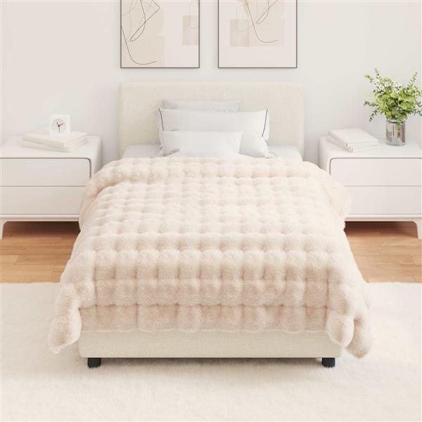 Grote foto vidaxl neppels konijnenbont deken 4 pcs beige 130 x 150 cm polyester huis en inrichting bedden