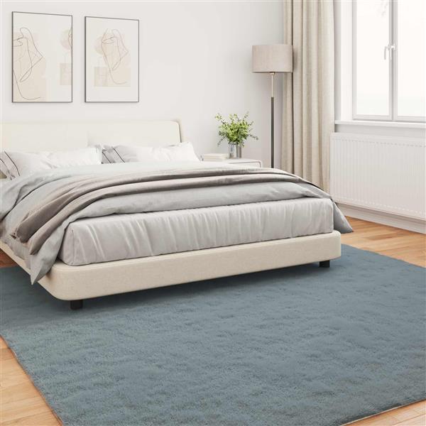 Grote foto vidaxl nep konijnenbont tapijt olite antraciet 200 x 200 cm polyester huis en inrichting vloerbedekking en kleden