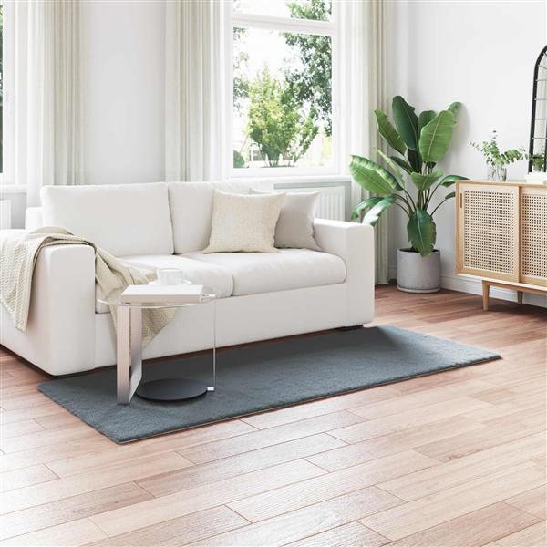 Grote foto vidaxl nep konijnenbont tapijt olite antraciet 80 x 200 cm polyester huis en inrichting vloerbedekking en kleden