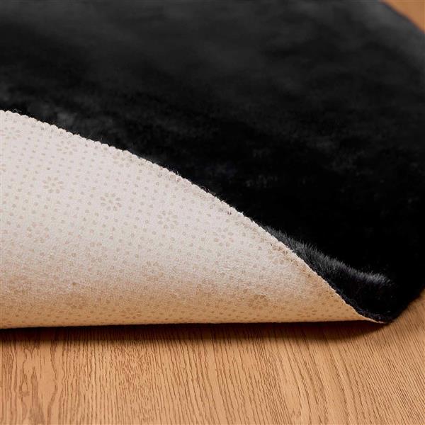 Grote foto vidaxl nep konijnenbont tapijt olite zwart 200 cm polyester huis en inrichting vloerbedekking en kleden