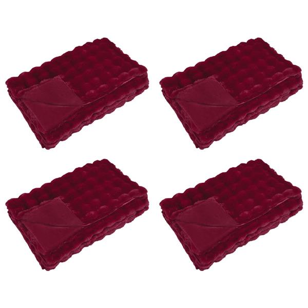 Grote foto vidaxl neppels konijnenbont deken 4 pcs bordeaux rood 220 x 240 cm huis en inrichting bedden
