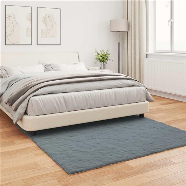 Grote foto vidaxl nep konijnenbont tapijt olite antraciet 160 x 160 cm polyester huis en inrichting vloerbedekking en kleden