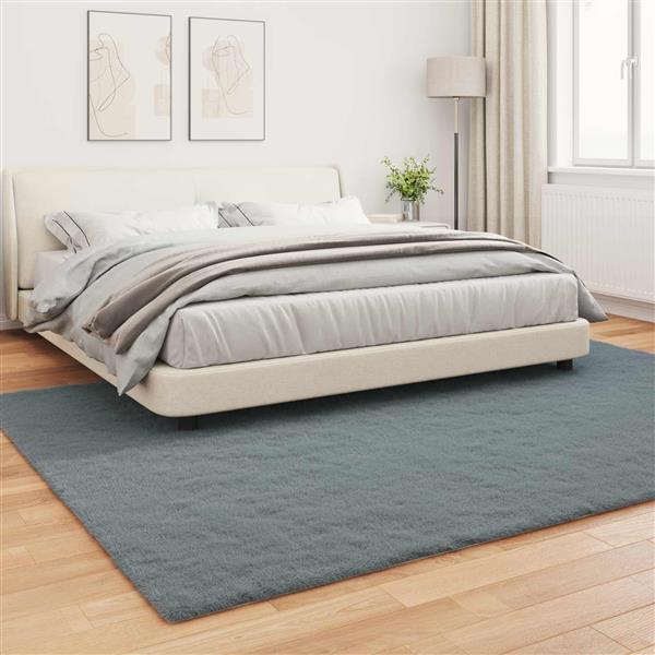 Grote foto vidaxl nep konijnenbont tapijt olite antraciet 200 x 280 cm polyester huis en inrichting vloerbedekking en kleden