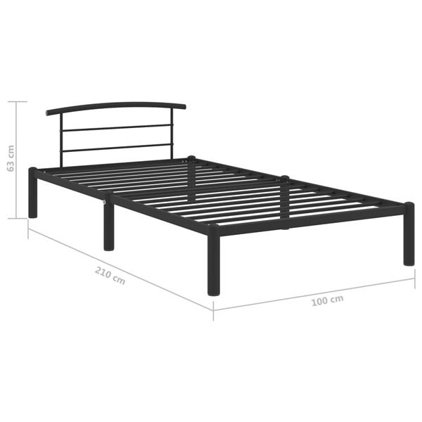 Grote foto vidaxl bedframe metaal zwart 90x200 cm antiek en kunst stoelen en banken