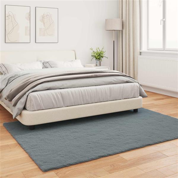 Grote foto vidaxl nep konijnenbont tapijt olite antraciet 120 x 170 cm polyester huis en inrichting vloerbedekking en kleden