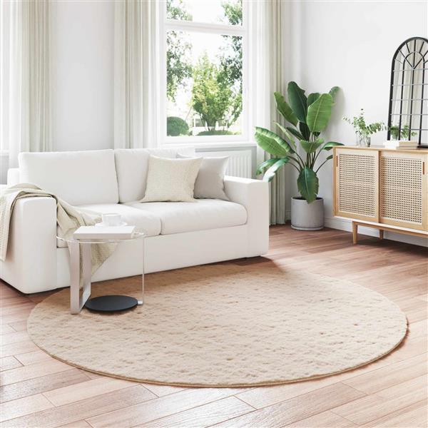 Grote foto vidaxl nep konijnenbont tapijt olite taupe 200 cm polyester huis en inrichting vloerbedekking en kleden