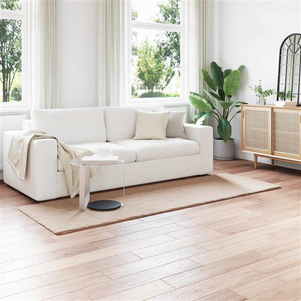 Grote foto vidaxl nep konijnenbont tapijt olite taupe 80 x 250 cm polyester huis en inrichting vloerbedekking en kleden