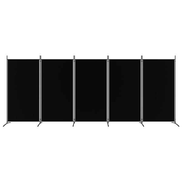 Grote foto vidaxl kamerscherm met 5 panelen 433x180 cm stof zwart huis en inrichting overige huis en inrichting