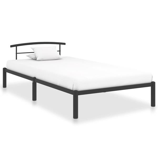 Grote foto vidaxl bedframe metaal zwart 90x200 cm antiek en kunst stoelen en banken