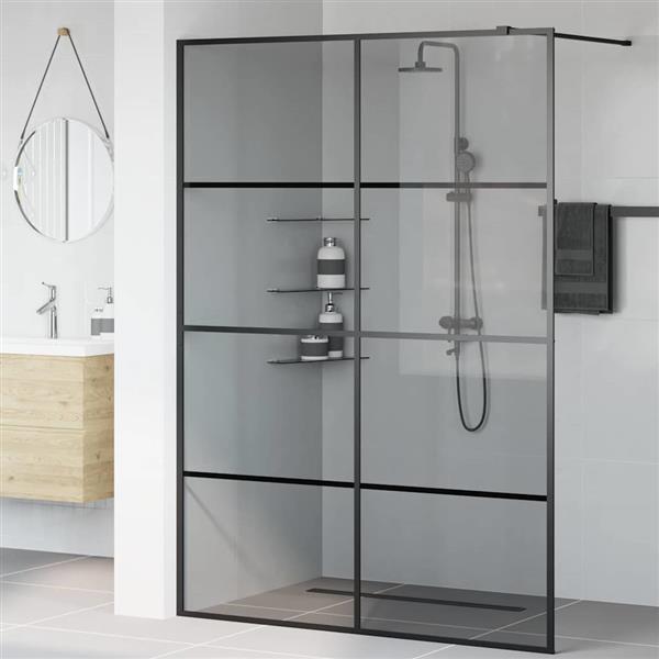 Grote foto vidaxl inloop douche wand zwart 140 x 195 cm gehard glas huis en inrichting complete badkamers