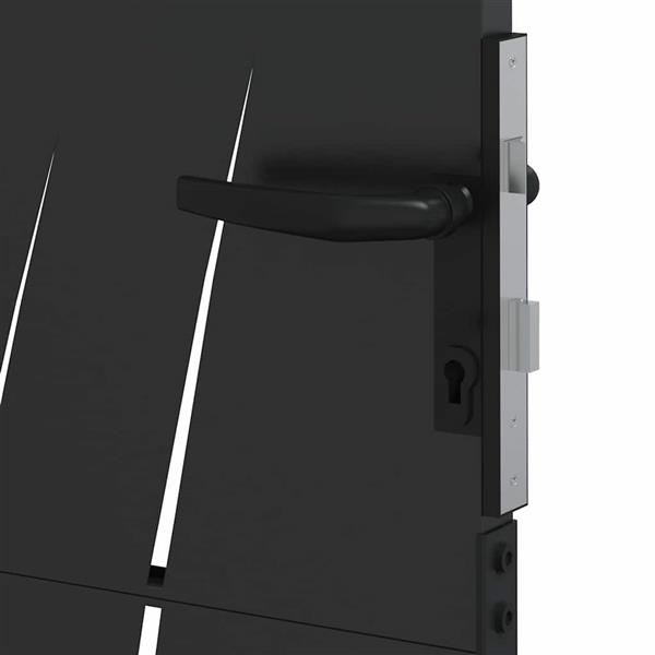 Grote foto vidaxl tuinpoort met slot zwart 85 x 125 cm poedergecoat staal tuin en terras hekken en schuttingen