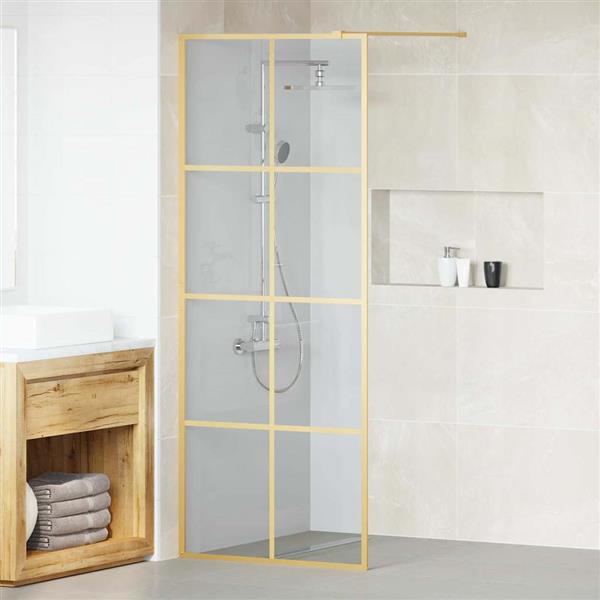 Grote foto vidaxl inloop douche wand goud 80 x 195 cm gehard glas huis en inrichting complete badkamers