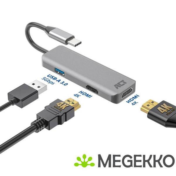 Grote foto act usb c 4k multiport adapter voor 2 hdmi schermen. usb a datapoort computers en software overige computers en software