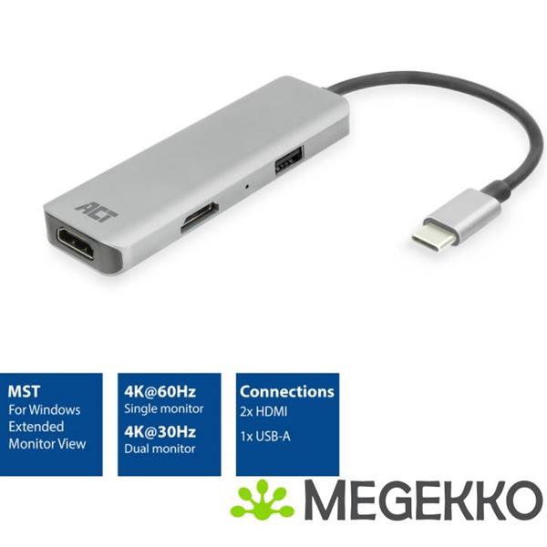 Grote foto act usb c 4k multiport adapter voor 2 hdmi schermen. usb a datapoort computers en software overige computers en software