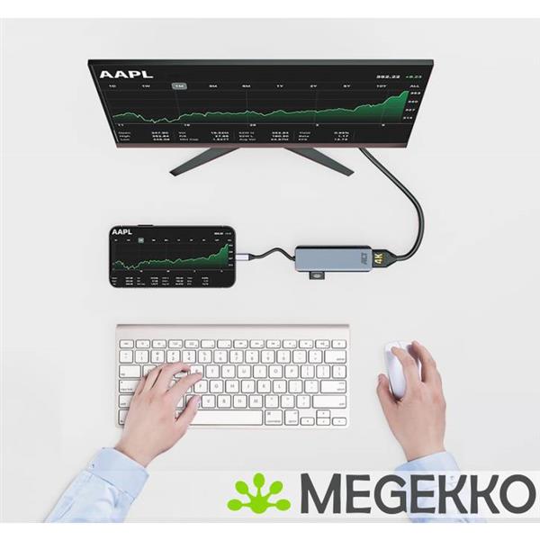 Grote foto act usb c 4k multiport adapter voor 2 hdmi schermen. usb a datapoort computers en software overige computers en software