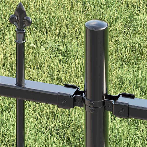 Grote foto vidaxl tuin hek grijs 215 cm poedergecoat staal tuin en terras hekken en schuttingen