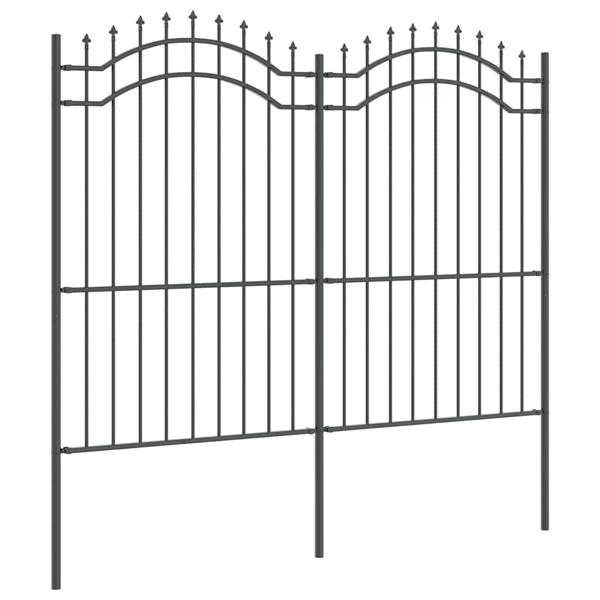 Grote foto vidaxl tuin hek grijs 215 cm poedergecoat staal tuin en terras hekken en schuttingen