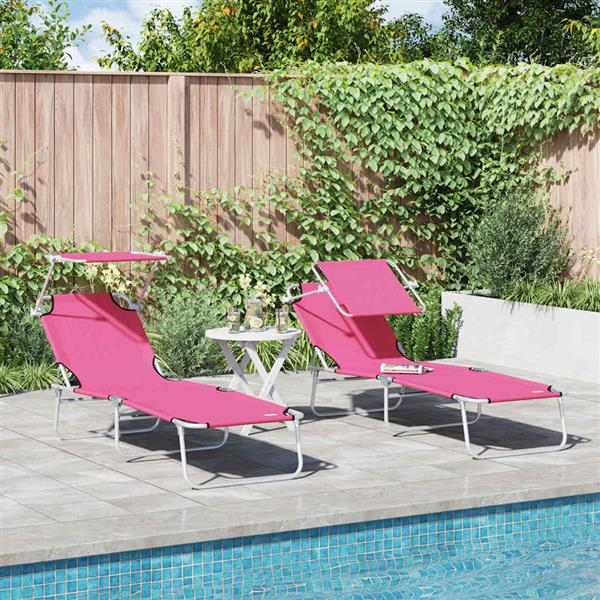 Grote foto vidaxl ligstoel 2 persoon 2 pcs roze 58 x 188 x 77cm stof tuin en terras tuinmeubelen
