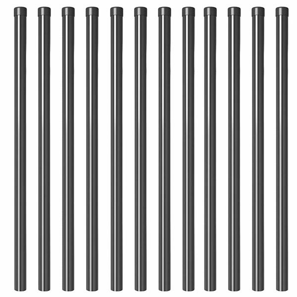 Grote foto vidaxl hekpalen 12 pcs grijs 110 cm poedergecoat staal tuin en terras overige tuin en terras