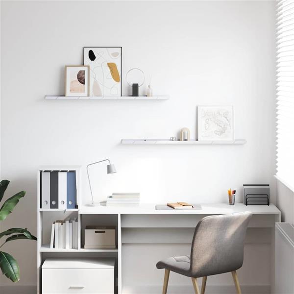 Grote foto vidaxl wandplank 2 pcs wit marmer 100 x 9 x 3 cm bewerkt hout huis en inrichting woningdecoratie