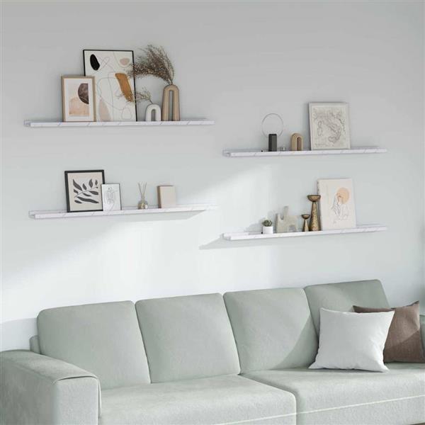 Grote foto vidaxl wandplank 4 pcs wit marmer 115 x 9 x 3 cm bewerkt hout huis en inrichting woningdecoratie