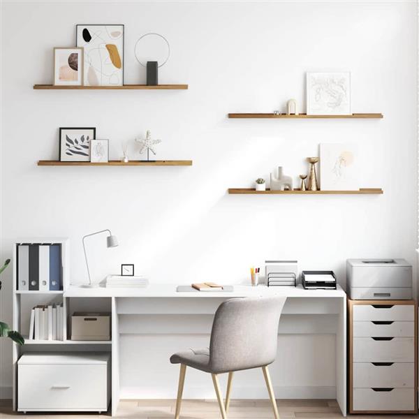Grote foto vidaxl wandplank met plank 4 pcs bruin 100 x 9 x 3 cm bewerkt hout huis en inrichting woningdecoratie