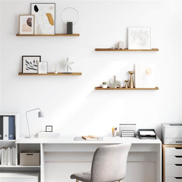 Grote foto vidaxl wandplank met plank 4 pcs bruin 80 x 9 x 3 cm bewerkt hout huis en inrichting woningdecoratie
