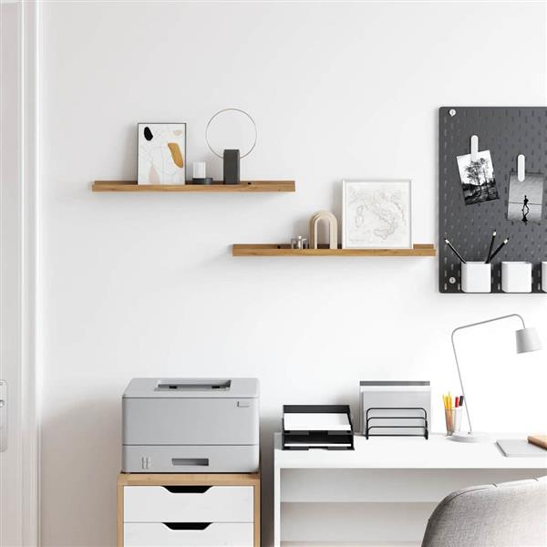 Grote foto vidaxl wandplank met plank 2 pcs bruin 60 x 9 x 3 cm bewerkt hout huis en inrichting woningdecoratie