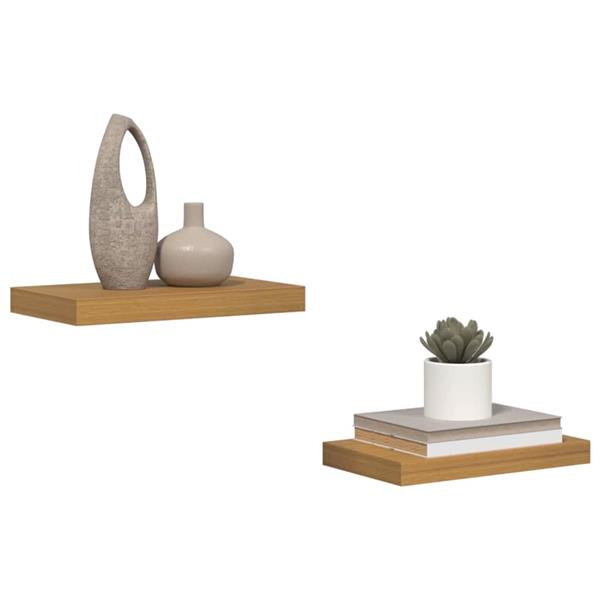 Grote foto vidaxl wandplank met opslag 2 pcs beige 40 x 23 5 x 4 cm bewerkt hout huis en inrichting woningdecoratie