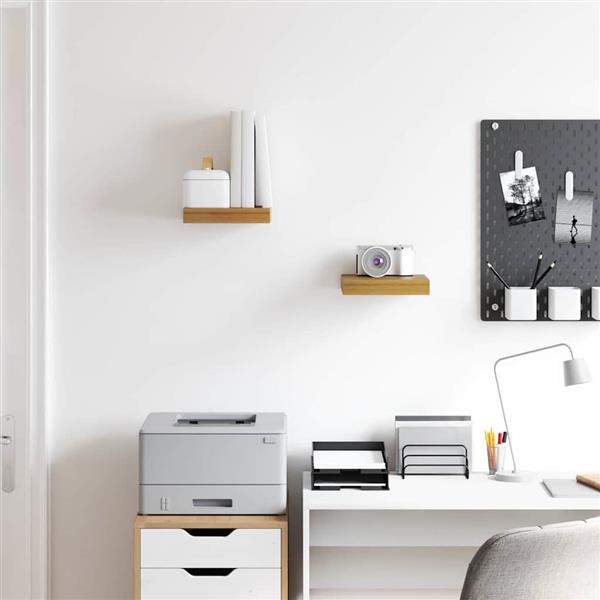 Grote foto vidaxl wandplank met opslag 2 pcs beige 23 x 23 5 x 4 cm bewerkt hout huis en inrichting woningdecoratie