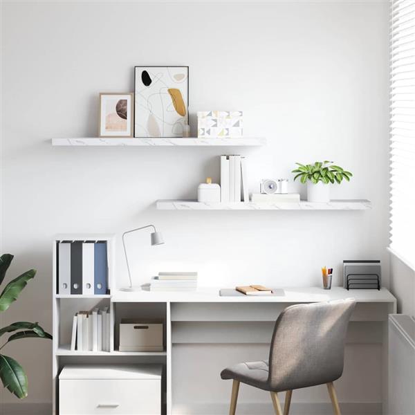 Grote foto vidaxl wandplank 2 pcs wit marmer 120 x 23 5 x 4 cm bewerkt hout huis en inrichting woningdecoratie