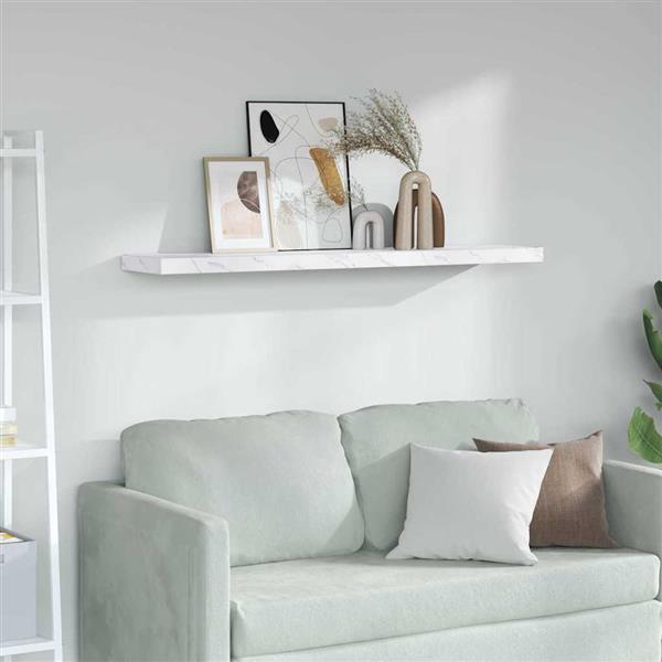 Grote foto vidaxl wandplank met opslag wit marmer 120 x 23 5 x 4 cm bewerkt hout huis en inrichting woningdecoratie