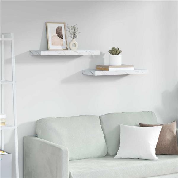 Grote foto vidaxl wandplank 2 pcs wit marmer 60 x 23 5 x 4 cm bewerkt hout huis en inrichting woningdecoratie