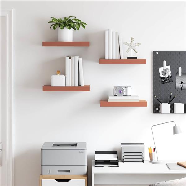 Grote foto vidaxl wandplank met opslag 4 pcs rood 40 x 23 5 x 4 cm bewerkt hout huis en inrichting woningdecoratie