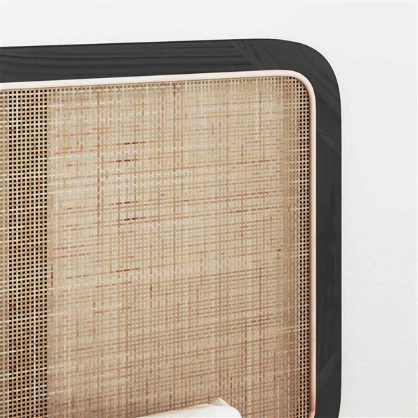 Grote foto vidaxl hoofdbord met hoofdeinde zwart 160 x 55 x 3 cm rattan antiek en kunst stoelen en banken