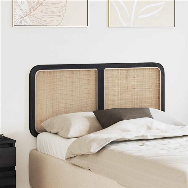 Grote foto vidaxl hoofdbord met hoofdeinde zwart 120 x 55 x 3 cm rattan antiek en kunst stoelen en banken