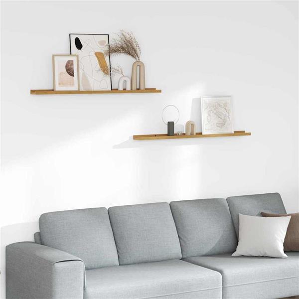 Grote foto vidaxl wandplank met plank 2 pcs beige 100 x 9 x 3 cm bewerkt hout huis en inrichting woningdecoratie