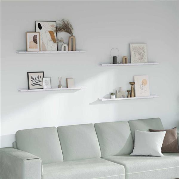 Grote foto vidaxl wandplank 4 pcs wit marmer 100 x 9 x 3 cm bewerkt hout huis en inrichting woningdecoratie