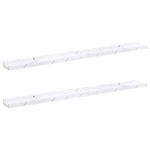 Grote foto vidaxl wandplank 2 pcs wit marmer 100 x 9 x 3 cm bewerkt hout huis en inrichting woningdecoratie