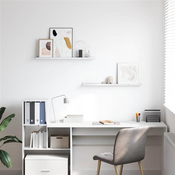 Grote foto vidaxl wandplank met plank 2 pcs wit marmer 80 x 9 x 3 cm bewerkt hout huis en inrichting woningdecoratie